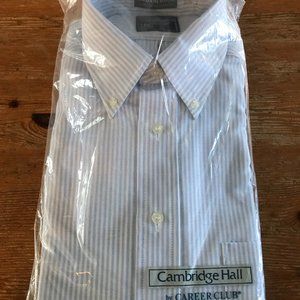 Vintage Deadstock CAMBRIDGE HALL CAREER CLUB SHIRT ~ button down blue striped